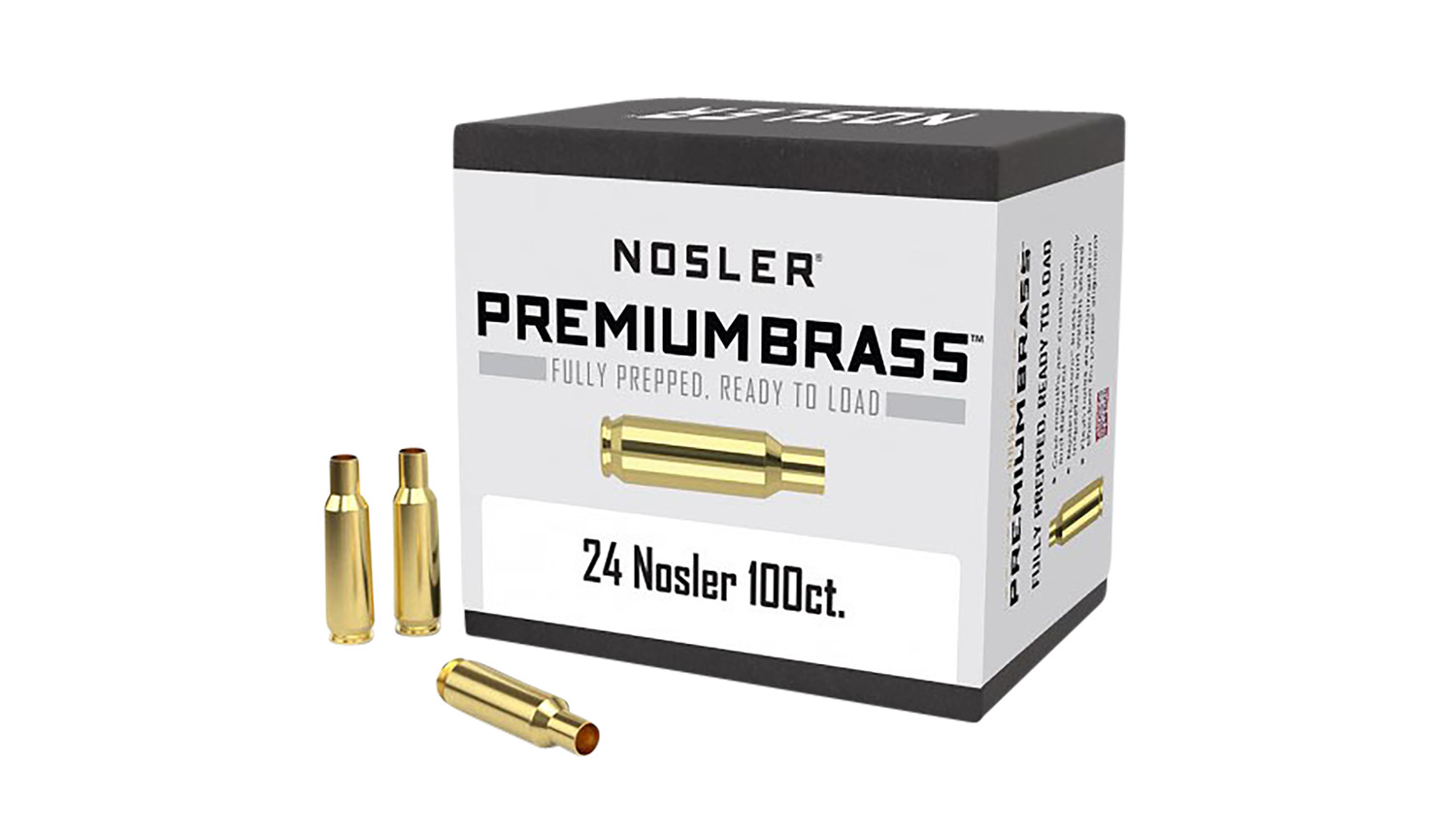 Nosler 10085 24 Nosler Premium Brass Unprimed Rifle Cases, 100 Per Box