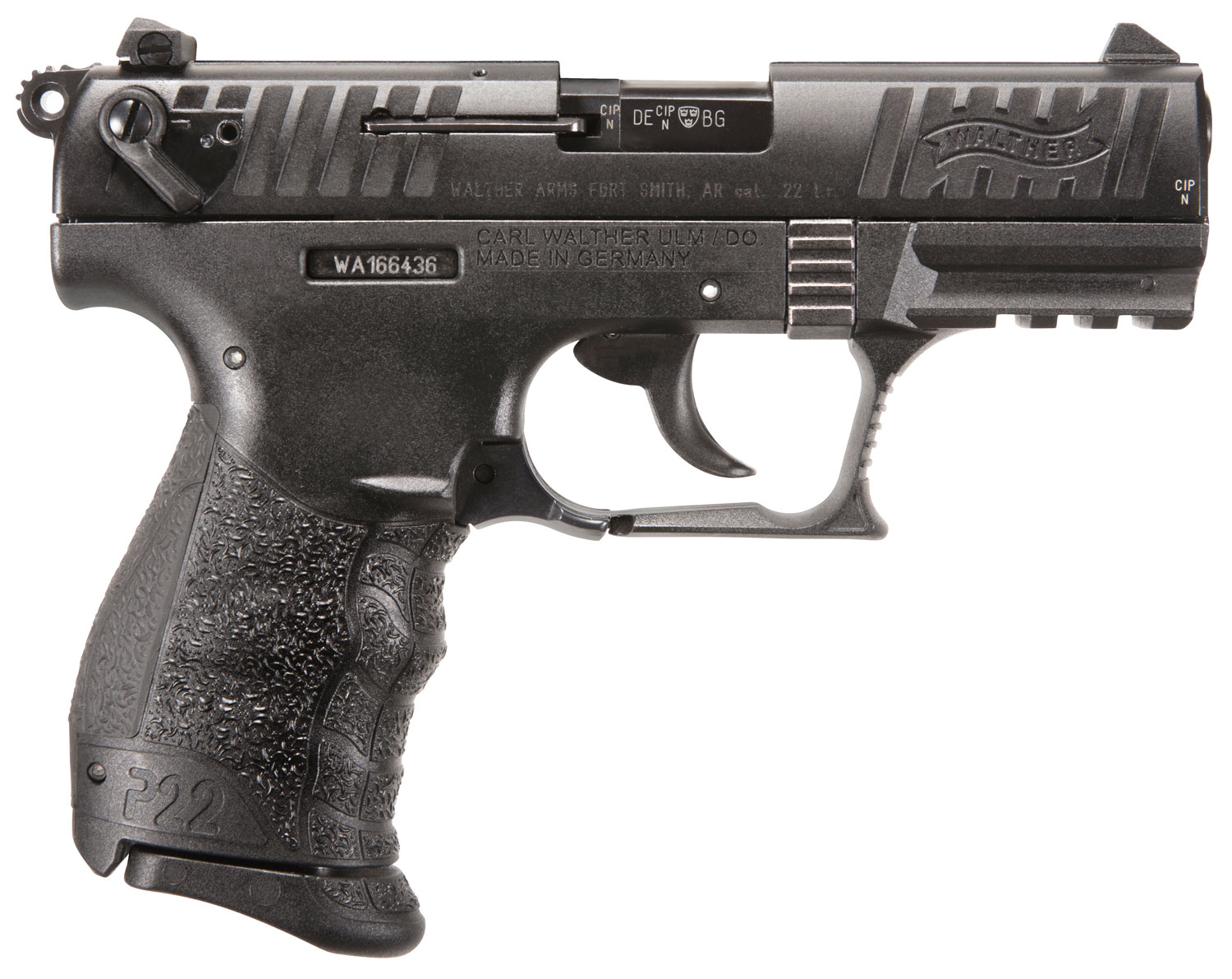 Walther P22Q .22 LR DA/SA Semi-Auto Pistol, 3.42 in Threaded Barrel, 10+1 Rounds, Black