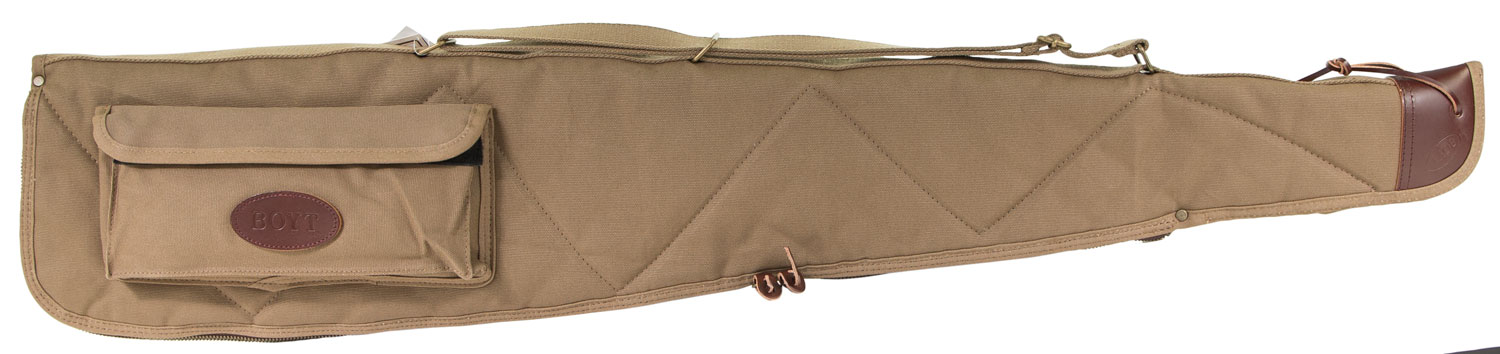 Boyt Harness Alaskan Rifle Case 44 in Waxed Canvas Kahki, Brass Hardware, Flannel Lining