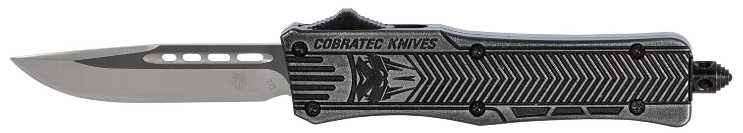 Cobratec Knives CTK-1 Small OTF Drop Point 2.75 in D2 Steel Blade, Black Stonewashed Aluminum