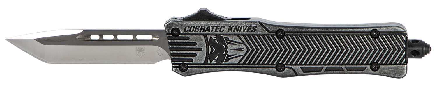 Cobratec CTK-1 Small OTF Tanto 2.75 in D2 Steel Blade Black Stonewashed Aluminum Handle