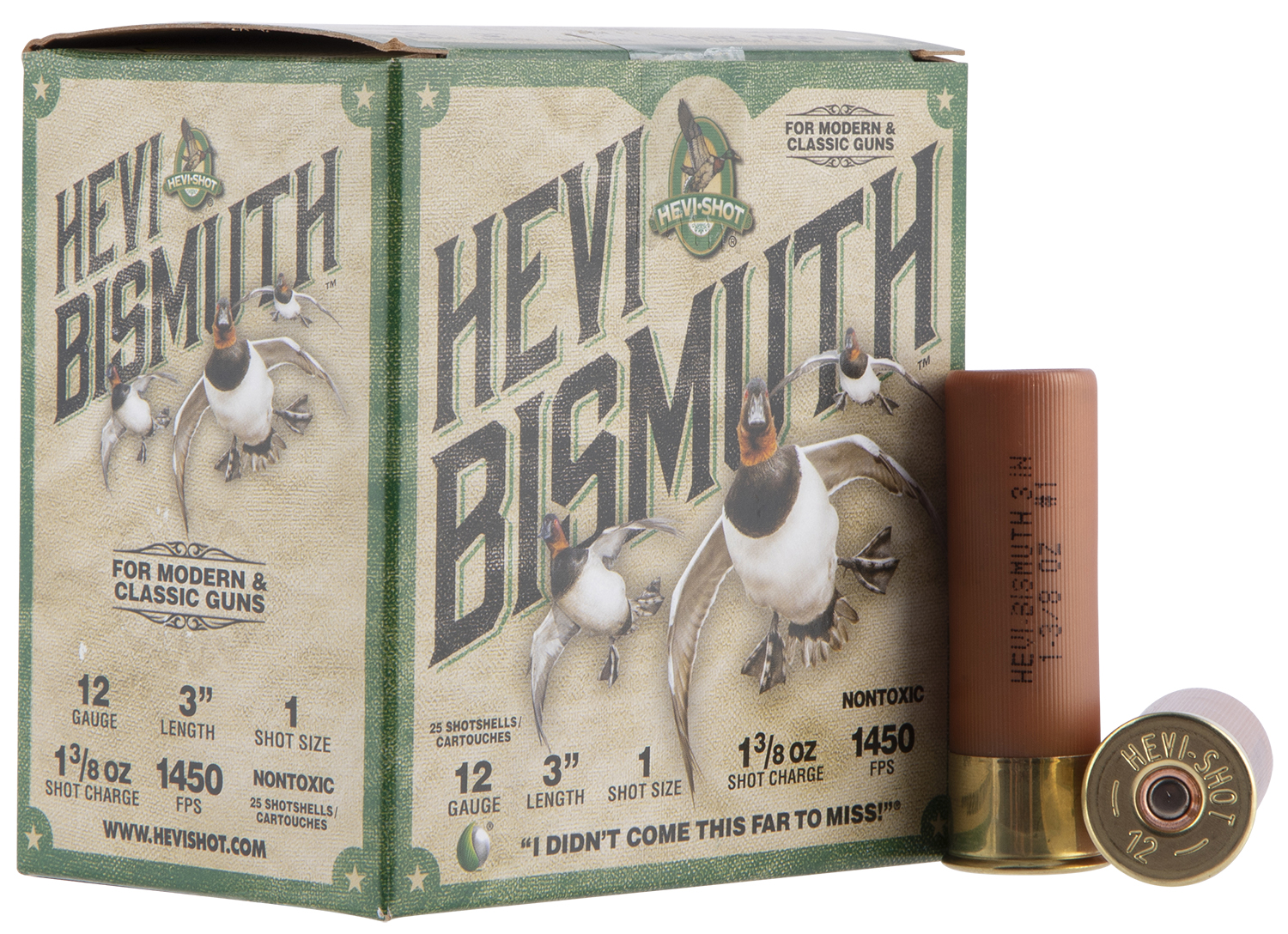Environ Metal Inc HEVI-Shot HEVI-Bismuth 12 Gauge #1 Shot 3 in Shell, 1 3/8 oz, 25 Rounds
