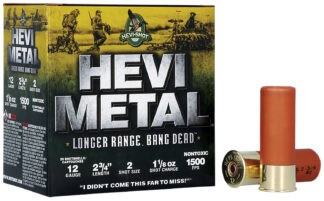 HEVI-Metal HS38702 Longer Range 12 Gauge 2.75 in 2 Shot 1-1/8 oz, 25 Rounds Per Box