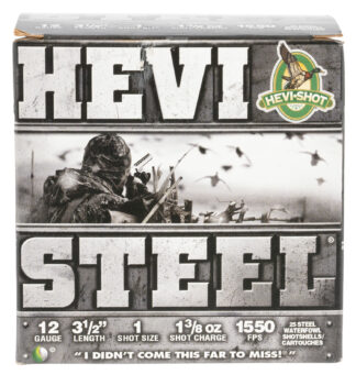 Hevishot Hevi-Steel 12 Gauge 3.50 in, #1 Steel Shot, 1 3/8 oz, 25 Rounds
