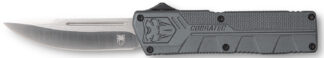 Cobratec Knives Lightweight OTF 3.25 in D2 Steel Drop Point Gray Aluminum Handle Knife
