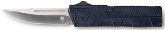 Cobratec Knives Lightweight OTF 3.25 in D2 Steel Blade, NYPD Blue Aluminum Handle