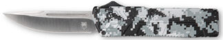Cobratec Knives Lightweight OTF 3.25 in D2 Steel Drop Point Blade Winter Digi Camo Handle