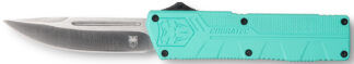 Cobratec Knives TFCTLWDNS 3.25" D2 Steel OTF Drop Point Blade, Tiffany Blue Aluminum Handle