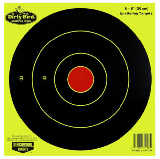 Birchwood Casey Dirty Bird 8 in Bullseye Paper Targets Hanging Black/Yellow, 50 Per Pkg