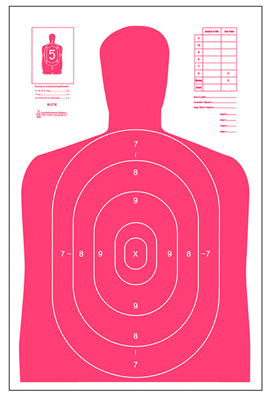 Action Target B27ERD100 High-Visibility Fluorescent Red/White Silhouette Paper Target, 23 x 35 in