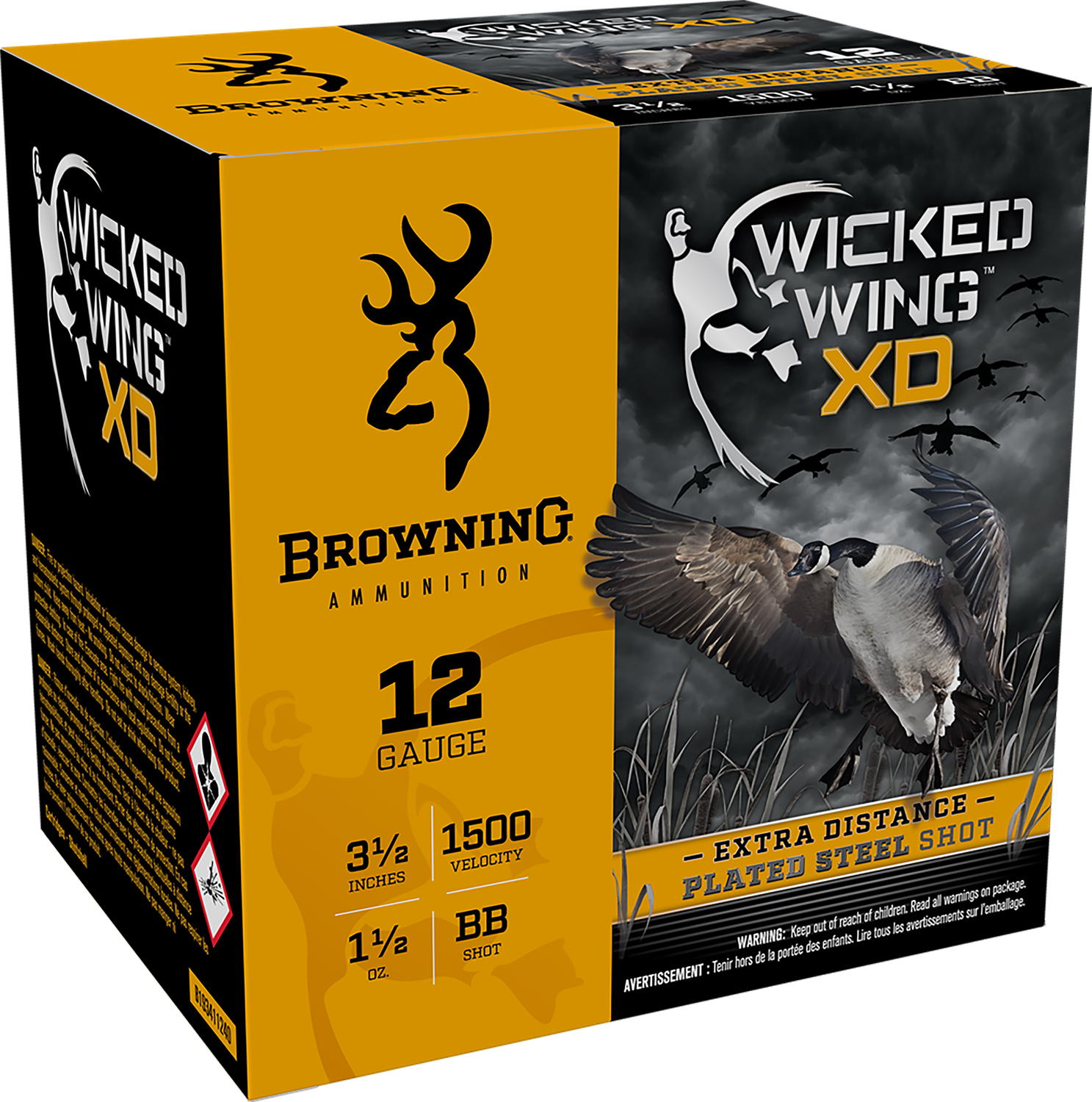Browning Wicked Wing XD Extra Distance 12 Gauge 3.5 in #BB Steel Shot, 1-1/2 oz, 25 Rounds