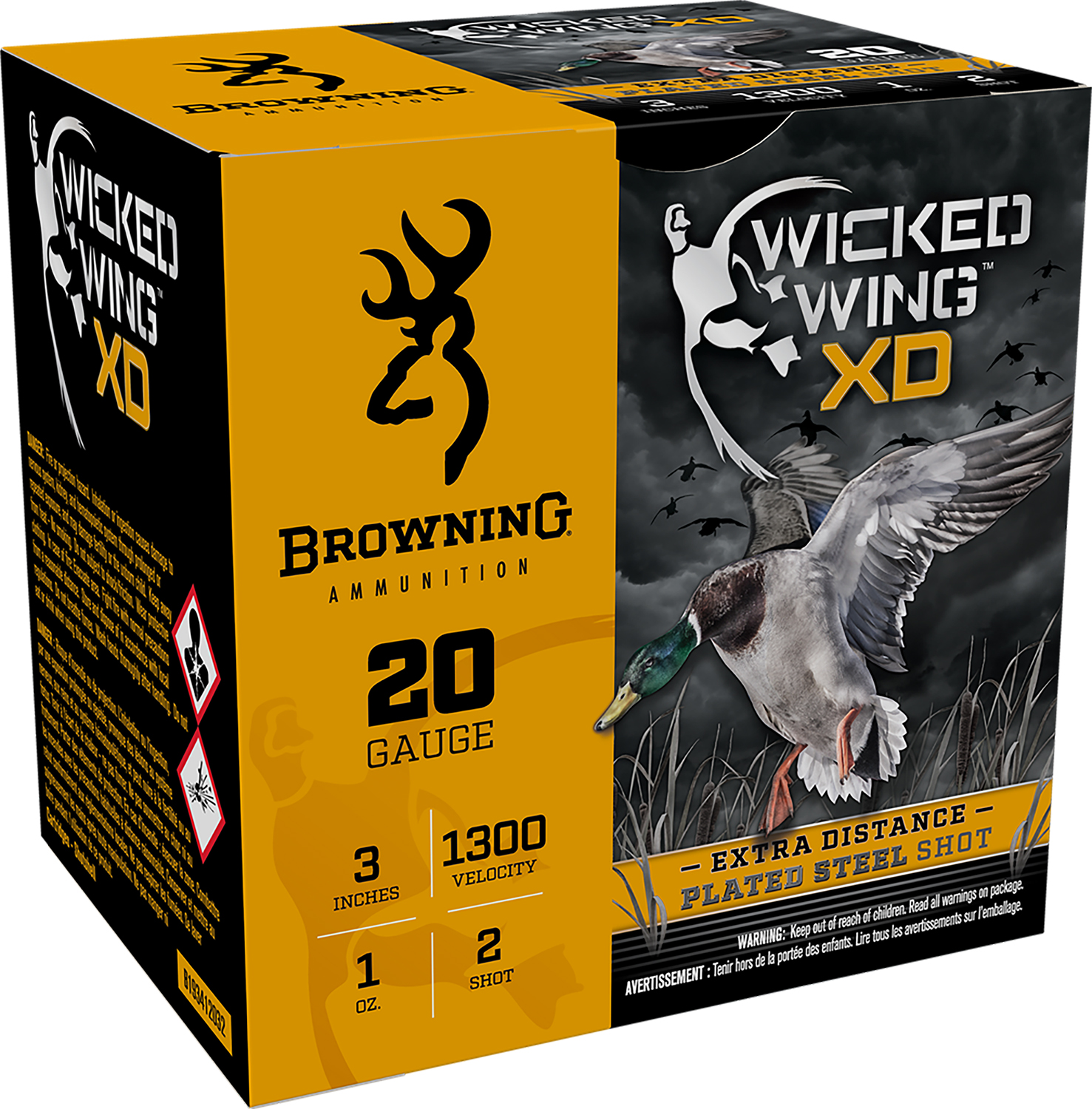 Browning Wicked Wing XD 20 Gauge 3 in Steel Shot 2, 1 oz, 25 Rounds