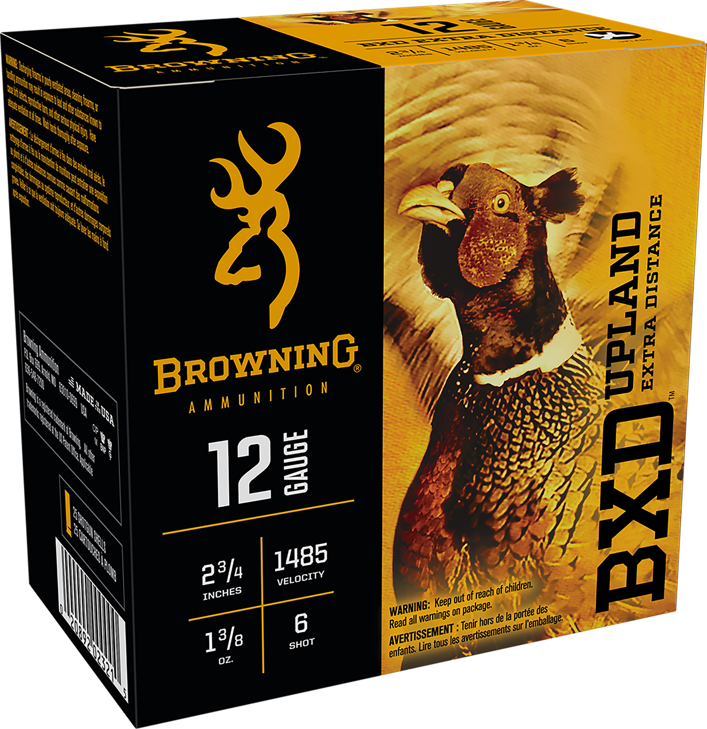 Browning BXD Upland 12 Gauge 2.75 in #6 Shot, 1 3/8 oz, Nickel-Plated Lead, 25 Rounds/Box