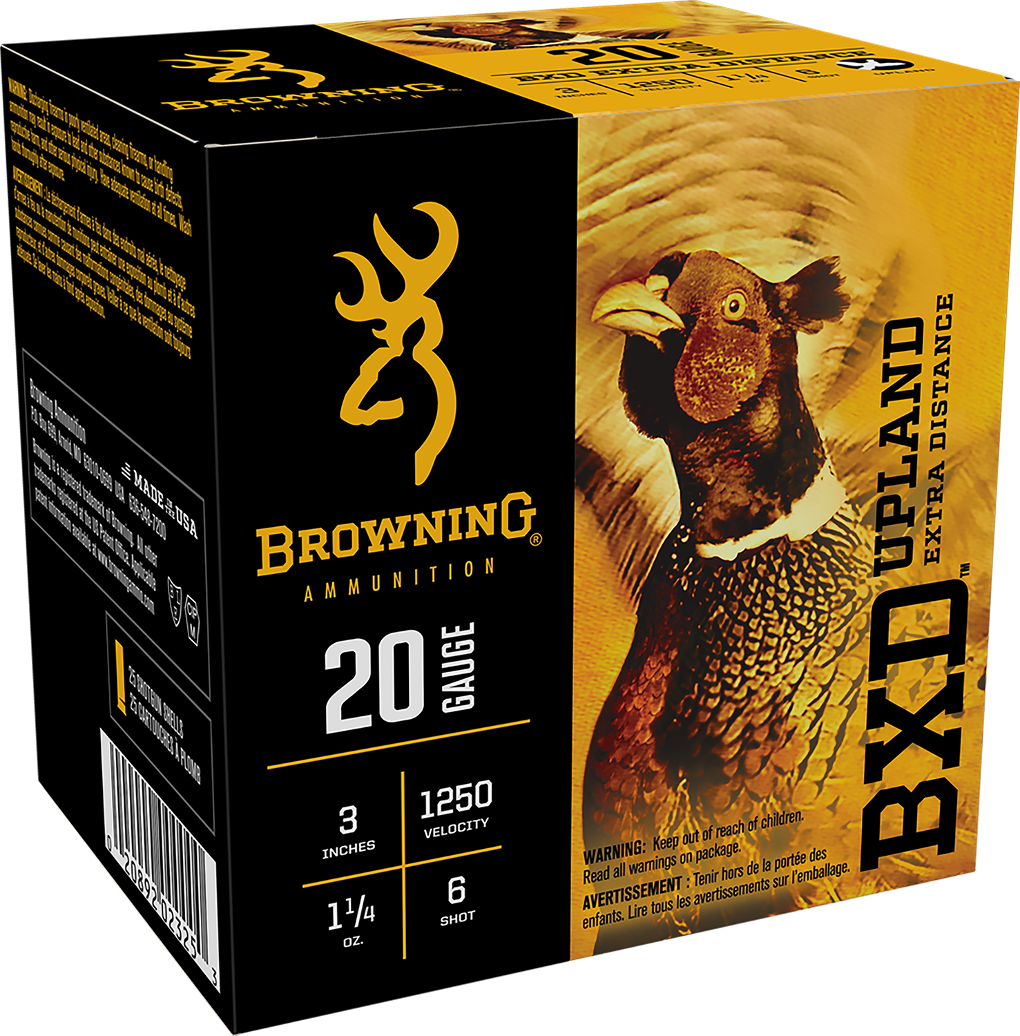Browning BXD Upland 20 Gauge 3 in Nickel-Plated #6 Shot, 25 Rounds