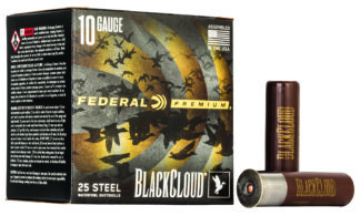 Federal Black Cloud FS 10 Gauge 3.5 in 1 5/8 oz #BB Steel Shot, 25 Rounds