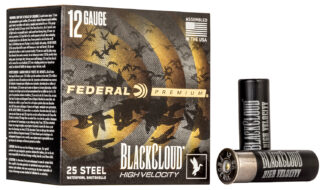 Federal Black Cloud FS High Velocity 12 Gauge 3 in #4 Steel Shot, 1 1/8 oz, 25 Rounds/Box