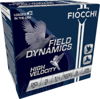 Fiocchi 203HV5 Field Dynamics High Velocity 20 Gauge 3 in 1 1/4 oz #5 Lead Shot Shells