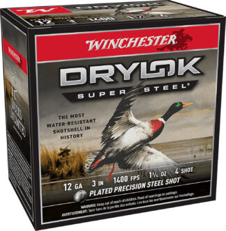 Winchester DryLok Super Steel Magnum 12 Gauge 3in #4 Plated Steel Shot 25 Rounds