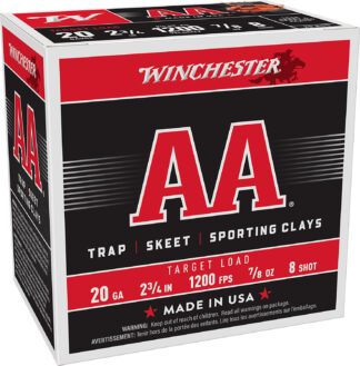 Winchester AA Target 20 Gauge 2.75 in #8 Shot 0.875 oz 25-Round Box