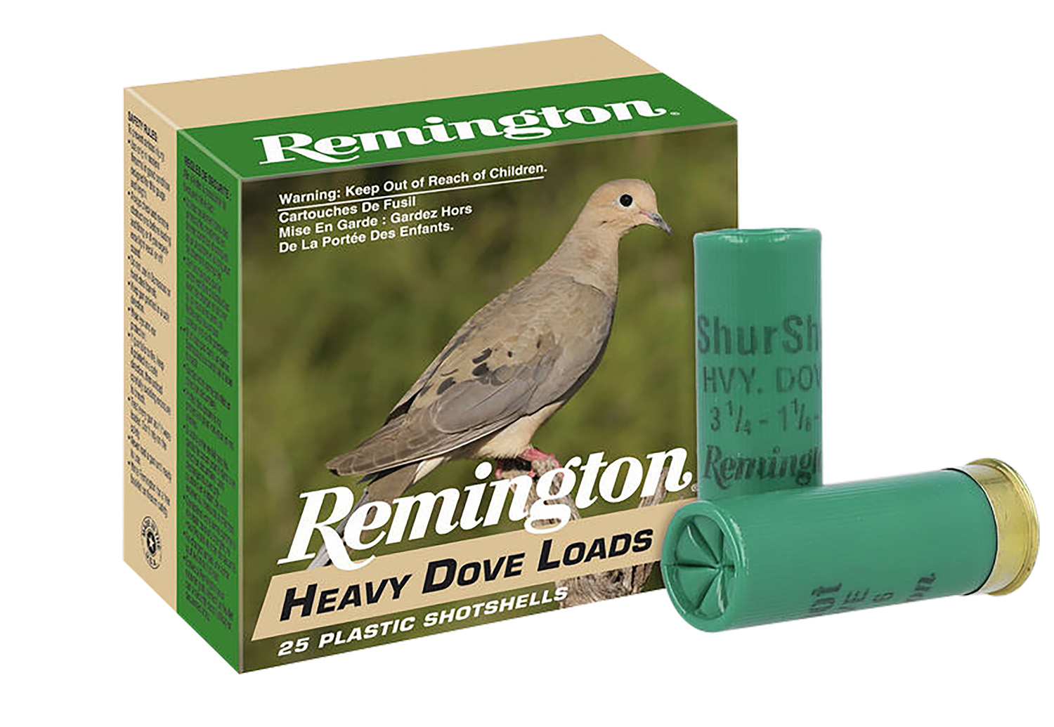 Remington Heavy Dove Loads 12 Gauge 2.75 in #8 Shot 1 1/8 oz, 25 Rounds