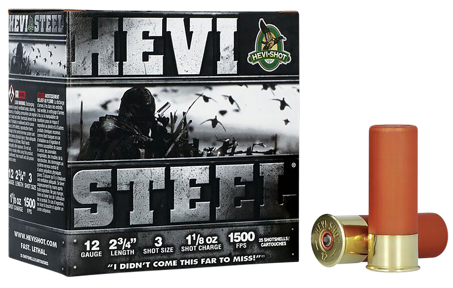 Hevishot HEVI-Steel 12 Gauge 2.75 in #3 Shot, 1 1/8 oz, 25 Rounds