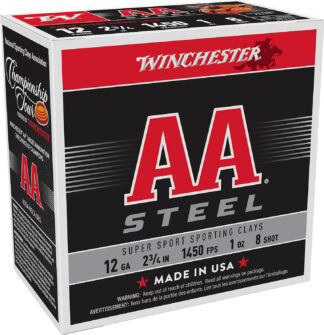 Winchester AA Super Sport Sporting Clay 12 Gauge 2.75 in Steel #8 Shot 1 oz, 25 Rounds/Box