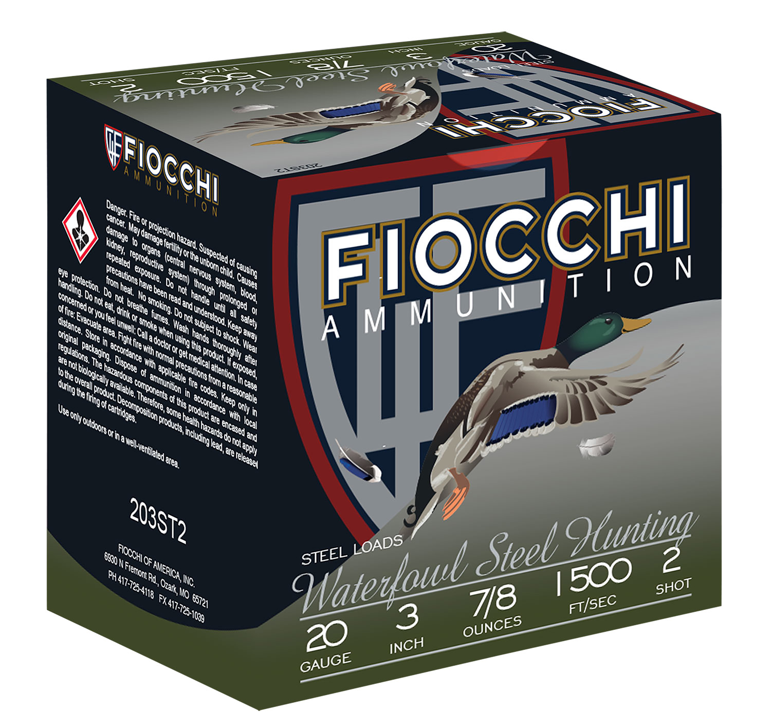 Fiocchi 203ST2 Flyway 20 Gauge 3 in 2 Shot 7/8 oz Steel 25 Rounds Per Box