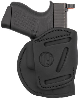 1791 Gunleather 4-Way IWB/OWB Belt Clip Holster, Size 3, Stealth Black Leather, Left Hand