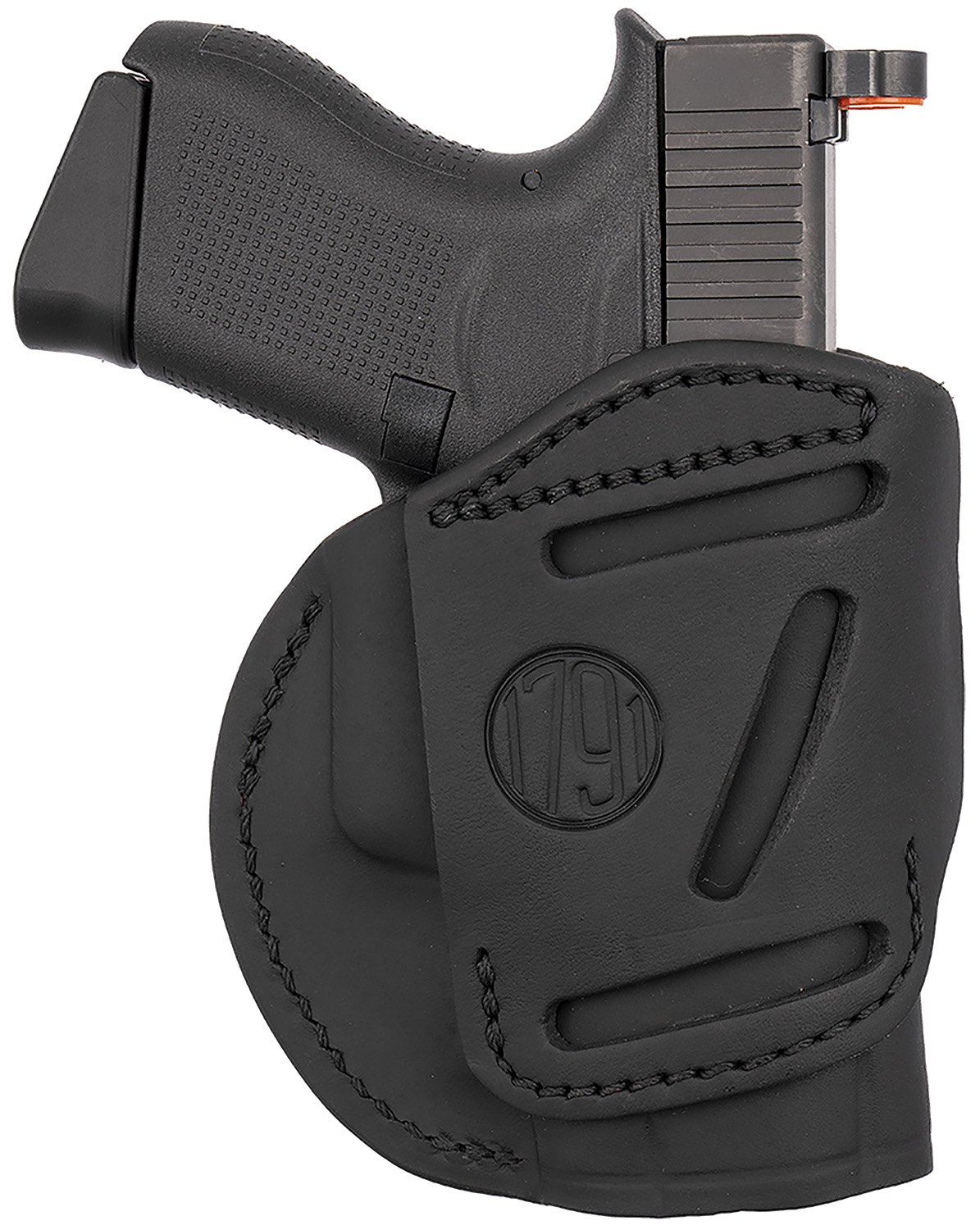 1791 Gunleather 4-Way IWB/OWB Belt Clip Holster, Size 3, Stealth Black Leather, Left Hand