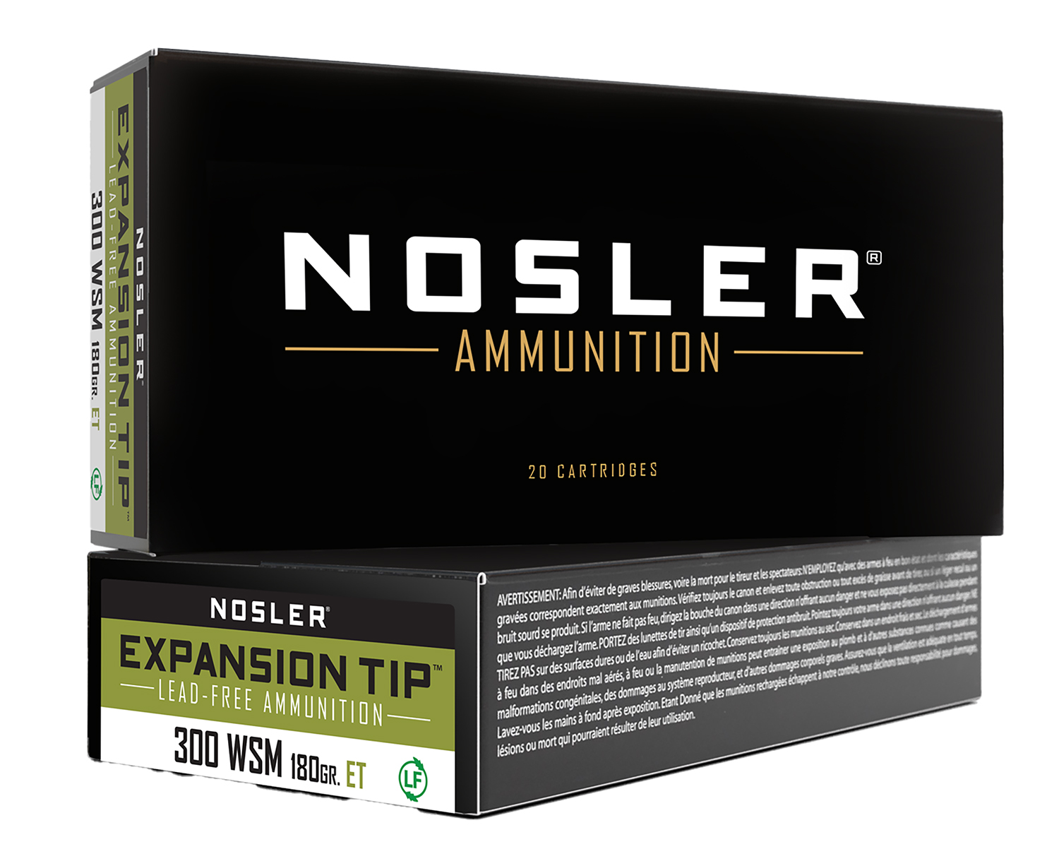 Nosler E-Tip .300 WSM 180 Grain Lead-Free Hunting Ammo, Brass Cases, 20 Rounds