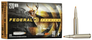 Federal Premium .270 Winchester 140gr Trophy Bonded Tip Rifle Ammo, Nickel-Plated Brass (20 Rounds)