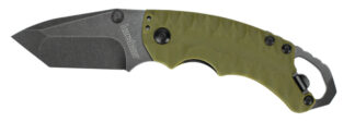 Kershaw Shuffle II Folding Knife Tanto Blade, Olive Blackwash, Bottle Opener