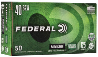 Federal BC40CT1 BallistiClean 40 S&W 125 gr Lead-Free Frangible Ammo, 50 Rounds Per Box