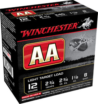 Winchester AA Light Target 12 Gauge 2.75 in #8 Shot, 1-1/8 oz, 100 Rounds