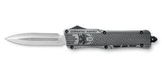 CobraTec Knives LSWCTK1LFAGNS CTK-1 Large 3.75" OTF Dagger Plain D2 Steel Blade/Stonewashed Aluminum Handle Features Glass Breaker Includes Pocket Clip