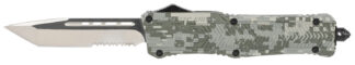 CobraTec Knives LADCCTK1LTS CTK-1 Large 3.75" OTF Tanto Part Serrated D2 Steel Blade/Army DigiCamo Aluminum Handle Features Glass Breaker Includes Pocket Clip