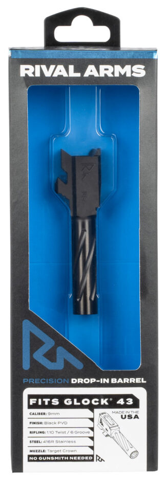RIVAL ARMS Precision V1 Match Grade 9mm Luger Glock 43 3.41 in Black PVD Stainless Steel Barrel
