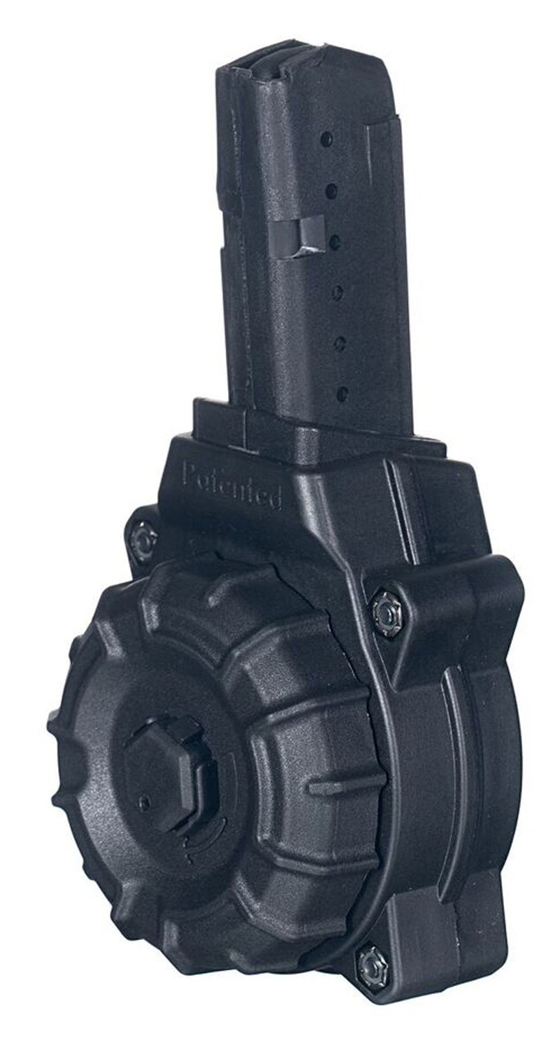 ProMag DRMA26 Standard 30-Round Drum Magazine for AR-15 with Glock-Style Mags 9mm, Black Polymer