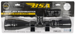 BSA Sweet 450 Bushmaster 3-9x40mm AO Rifle Scope, 1" Tube, Matte Black, 30/30 Reticle