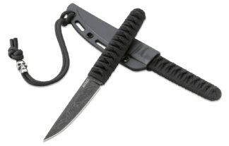 Columbia River CRKT Obake Fixed Blade 3.64 in Gray TiCN Blade, 8Cr14MoV, Black Nylon Cord Wrap