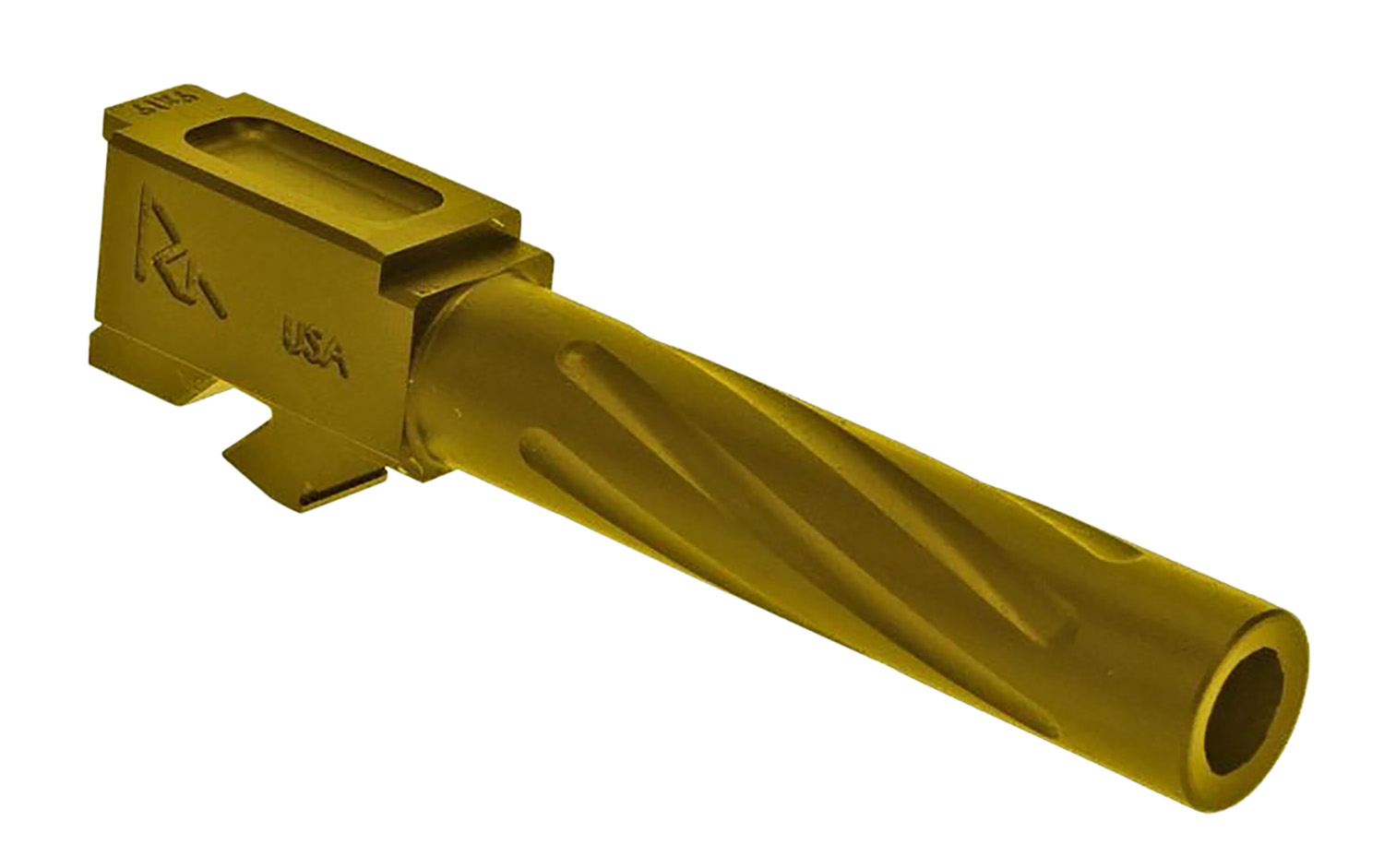 Rival Arms Precision V1 Match Grade 9mm Luger Glock 19 Barrel, 4.02 in Fluted Gold PVD Stainless Steel