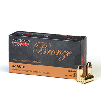 PMC Bronze .32 Auto (ACP) 60 Grain JHP Ammunition, 50 Rounds