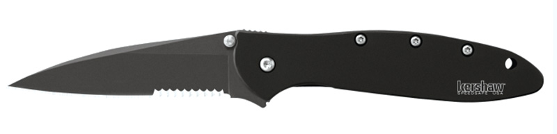 Kershaw Leek 1660CKTST 3 in Black Serrated Folding Knife with 14C28N Steel Blade
