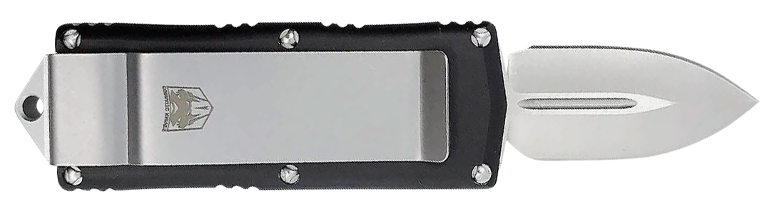 Cobratec OTF Money Clip Dagger 1.75 in D2 Blade, Black Aluminum Handle
