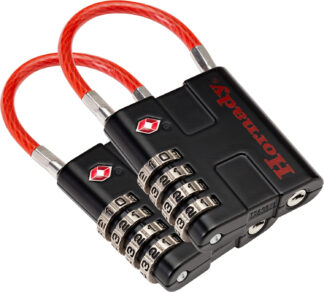 Hornady 96022 TSA Cable Padlock, 4-Digit Combination, Black/Red, 2 Pack