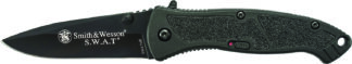 Smith & Wesson Knives SWATMBCP S.W.A.T.  3.20" Folding Plain Black 4034 SS Blade Black Aluminum Handle Includes Pocket Clip