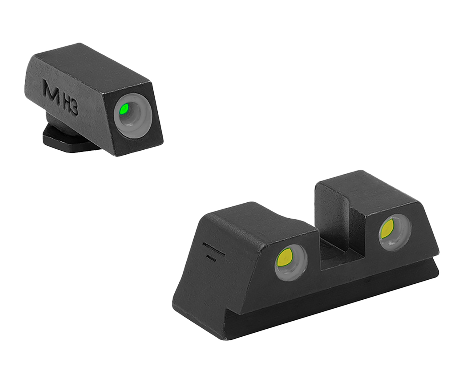 Meprolight Tru-Dot Self-Illuminated Night Sights for Glock 42/43/43X/48, Green/Yellow Tritium