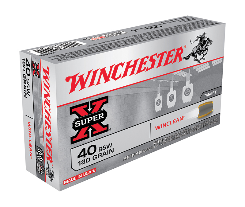 Winchester Super-X .40 S&W 180 Grain FMJ Ammo, WinClean, 50 Rounds