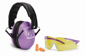 Walkers Passive Youth/Women Folding Muff Combo with Shooting Glasses, Purple