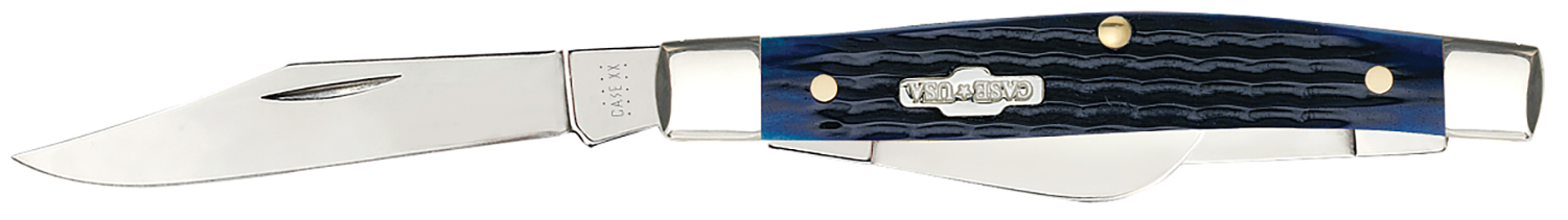 Case 02806 Medium Stockman Blue Bone Rogers Corn Cob Jig Folding Knife, Tru-Sharp SS Blades